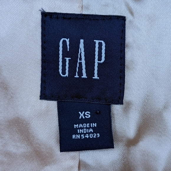 GAP Classic Camel Pea Coat Double Breasted Fully Lined Wool Blend Tan Preppy XS - Picture 11 of 12